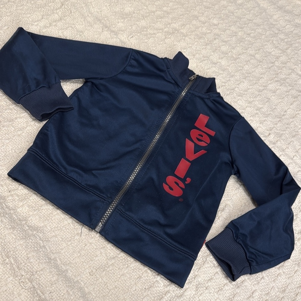 3T Levi's Dark Blue zip Jacket with Red Logo EUC